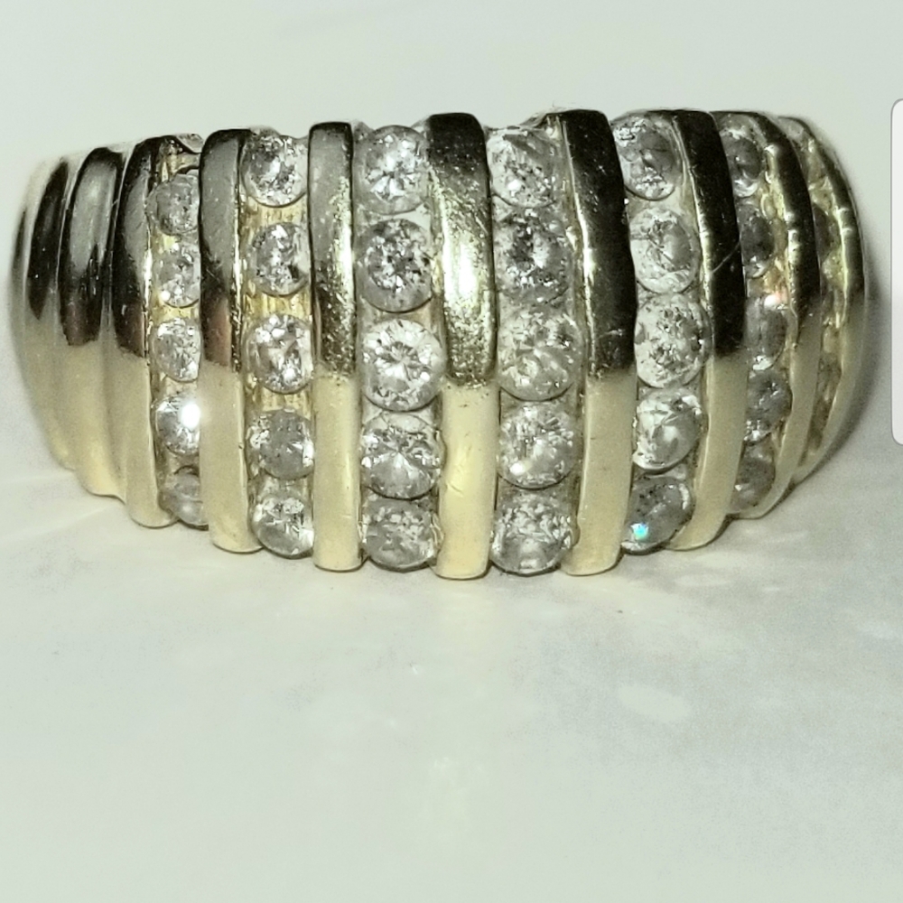 Vintage 10K Natural Channel Set Diamond Dome Ring - Picture 1 of 6